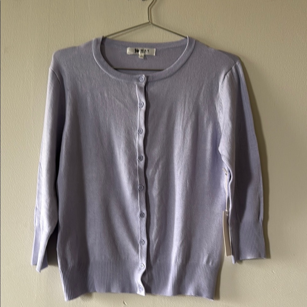 Soft Lilac Button-Up Cardigan